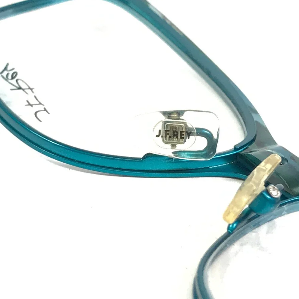J.F. Rey Eyeglasses Frames JF2554 2425 Matte Teal Blue Horn Cat Eye 54-15-136